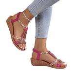 Damen Keil-Sandalen Plateau Strass Böhmen Strand Sommer - flohmarkt-deutschland.shop