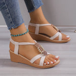 Damen Keilsandalen 2024 – Blumenmuster, runde Zehenpartie, große Größen - flohmarkt-deutschland.shop