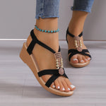 Damen Keilsandalen 2024 – Blumenmuster, runde Zehenpartie, große Größen - flohmarkt-deutschland.shop