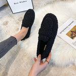 Damen Lammwolle Mokassins – warme Plüsch-Loafer & Schnee-Boots für den Winter - flohmarkt-deutschland.shop