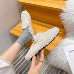 Damen Lammwolle Mokassins – warme Plüsch-Loafer & Schnee-Boots für den Winter - flohmarkt-deutschland.shop