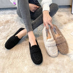 Damen Lammwolle Mokassins – warme Plüsch-Loafer & Schnee-Boots für den Winter - flohmarkt-deutschland.shop