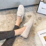 Damen Lammwolle Mokassins – warme Plüsch-Loafer & Schnee-Boots für den Winter - flohmarkt-deutschland.shop