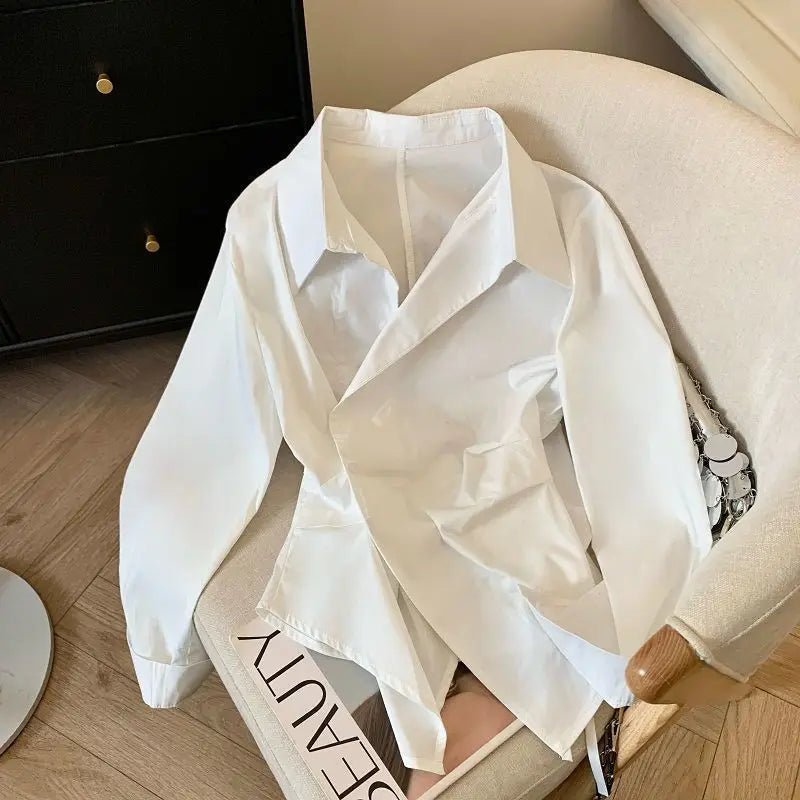 Damen Langarm-Poloshirt – Elegant & Irregular - flohmarkt-deutschland.shop