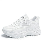 Damen Leder-Chunky-Sneaker 2024 – weiße Plateau-Turnschuhe mit dicker Sohle - flohmarkt-deutschland.shop