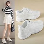 Damen Leder-Chunky-Sneaker 2024 – weiße Plateau-Turnschuhe mit dicker Sohle - flohmarkt-deutschland.shop