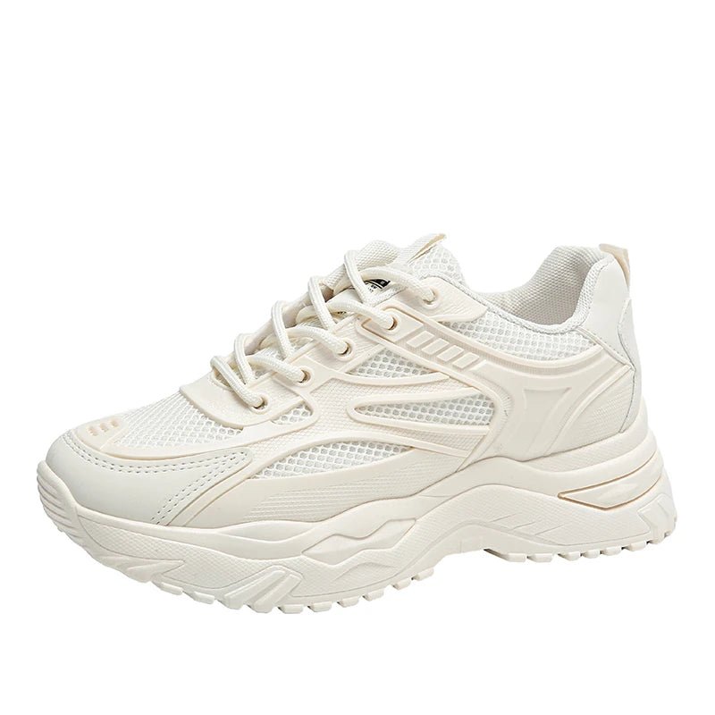 Damen Leder-Chunky-Sneaker 2024 – weiße Plateau-Turnschuhe mit dicker Sohle - flohmarkt-deutschland.shop