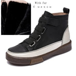 Damen Lederstiefel 2026 – flach, Echtleder, Vintage-Schnürung, Winterschuhe - flohmarkt-deutschland.shop