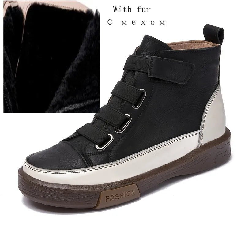 Damen Lederstiefel 2026 – flach, Echtleder, Vintage-Schnürung, Winterschuhe - flohmarkt-deutschland.shop