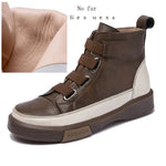 Damen Lederstiefel 2026 – flach, Echtleder, Vintage-Schnürung, Winterschuhe - flohmarkt-deutschland.shop