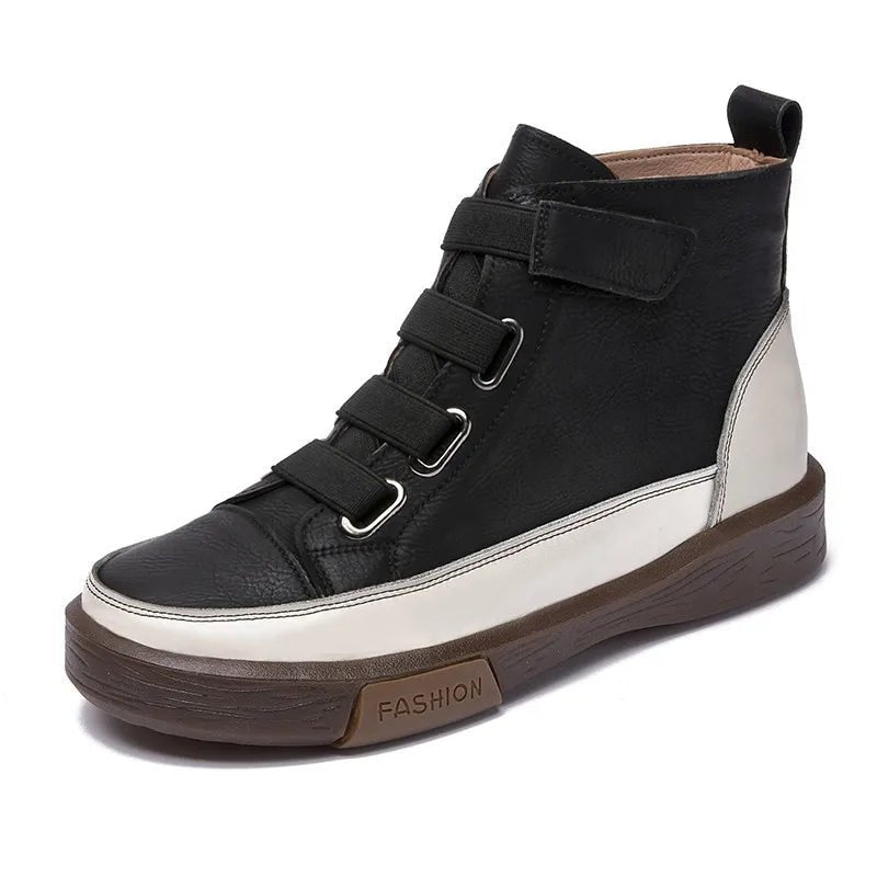 Damen Lederstiefel 2026 – flach, Echtleder, Vintage-Schnürung, Winterschuhe - flohmarkt-deutschland.shop