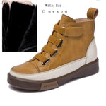 Damen Lederstiefel 2026 – flach, Echtleder, Vintage-Schnürung, Winterschuhe - flohmarkt-deutschland.shop