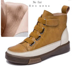 Damen Lederstiefel 2026 – flach, Echtleder, Vintage-Schnürung, Winterschuhe - flohmarkt-deutschland.shop