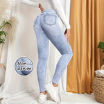 Damen-Leggings ohne Denim-Optik, hohe Taille, Hüftlifting-Yogahose, modische, sexy Freizeithose, einfarbig, hochelastisch, weich zu tragen - flohmarkt-deutschland.shop