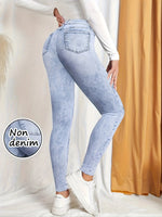 Damen-Leggings ohne Denim-Optik, hohe Taille, Hüftlifting-Yogahose, modische, sexy Freizeithose, einfarbig, hochelastisch, weich zu tragen - flohmarkt-deutschland.shop