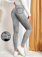 Damen-Leggings ohne Denim-Optik, hohe Taille, Hüftlifting-Yogahose, modische, sexy Freizeithose, einfarbig, hochelastisch, weich zu tragen - flohmarkt-deutschland.shop