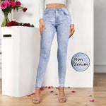 Damen-Leggings ohne Denim-Optik, hohe Taille, Hüftlifting-Yogahose, modische, sexy Freizeithose, einfarbig, hochelastisch, weich zu tragen - flohmarkt-deutschland.shop