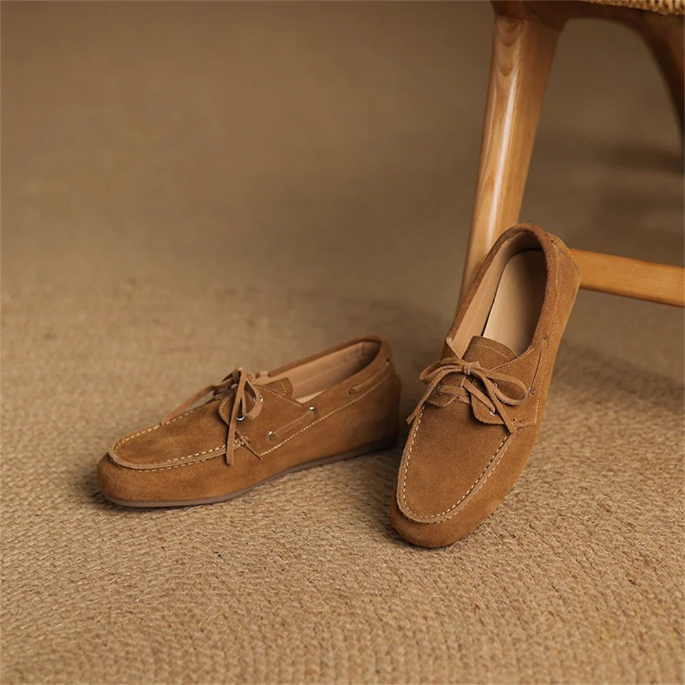 Damen Loafers Wildleder Slip-on Mokassins flach & bequem - flohmarkt-deutschland.shop