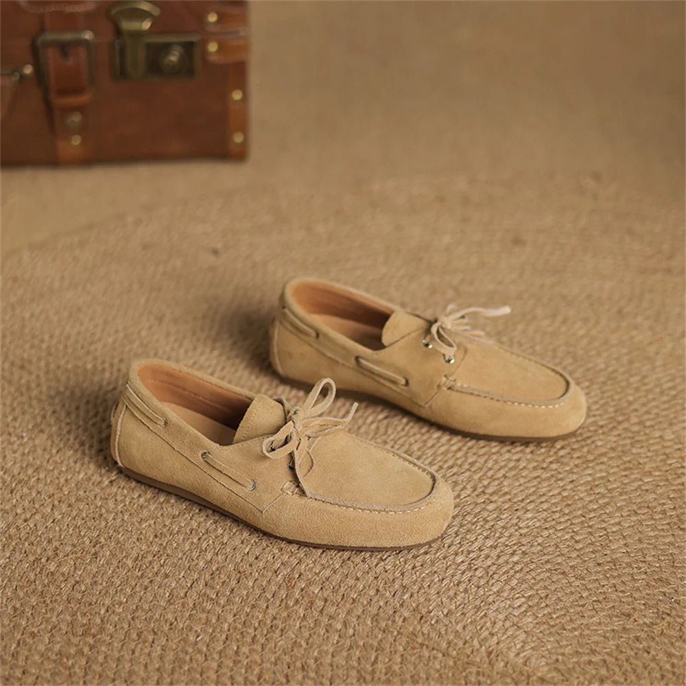 Damen Loafers Wildleder Slip-on Mokassins flach & bequem - flohmarkt-deutschland.shop