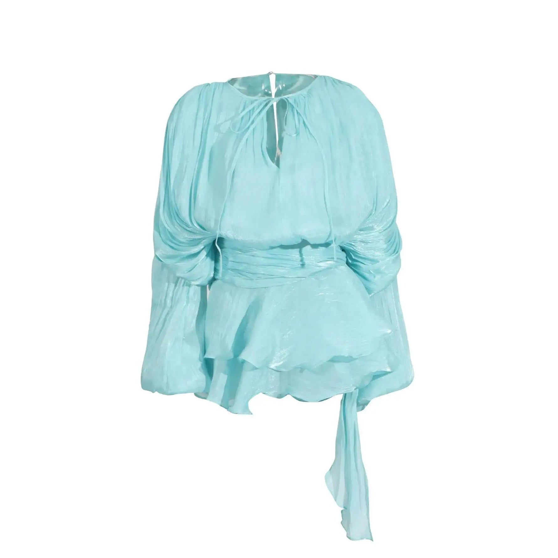 Damen Mini-Kleid - Einfarbige Bluse mit Spitze - flohmarkt-deutschland.shop