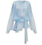 Damen Mini-Kleid - Einfarbige Bluse mit Spitze - flohmarkt-deutschland.shop
