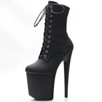 Damen Plateau Ankle Boots Schnürung High Heel Tanzschuhe - flohmarkt-deutschland.shop
