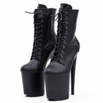 Damen Plateau Ankle Boots Schnürung High Heel Tanzschuhe - flohmarkt-deutschland.shop