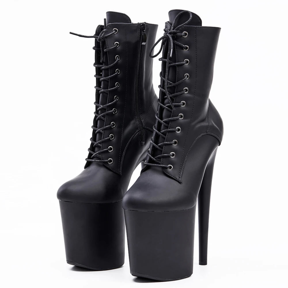 Damen Plateau Ankle Boots Schnürung High Heel Tanzschuhe - flohmarkt-deutschland.shop