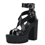 Damen Plateau Sandalen High Heels Gladiator Sommer - flohmarkt-deutschland.shop
