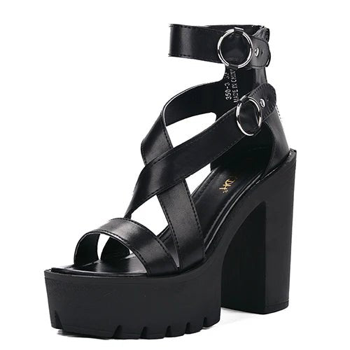 Damen Plateau Sandalen High Heels Gladiator Sommer - flohmarkt-deutschland.shop