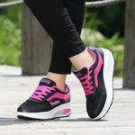 Damen Plateau-Sneaker – modische Turnschuhe mit flacher Sohle in großen Größen - flohmarkt-deutschland.shop