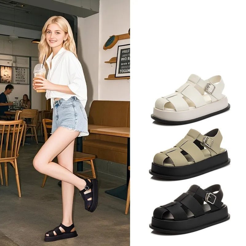 Damen Römersandalen 2026 – geschlossene Zehenpartie, dicke Sohle, gewebt - flohmarkt-deutschland.shop