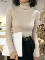 Damen Rollkragenpullover 2026 Herbst Winter Oberteile Koreanischer Slim-Fit Damen Pullover Strickpullover Pull Femme Hiver Truien - flohmarkt-deutschland.shop