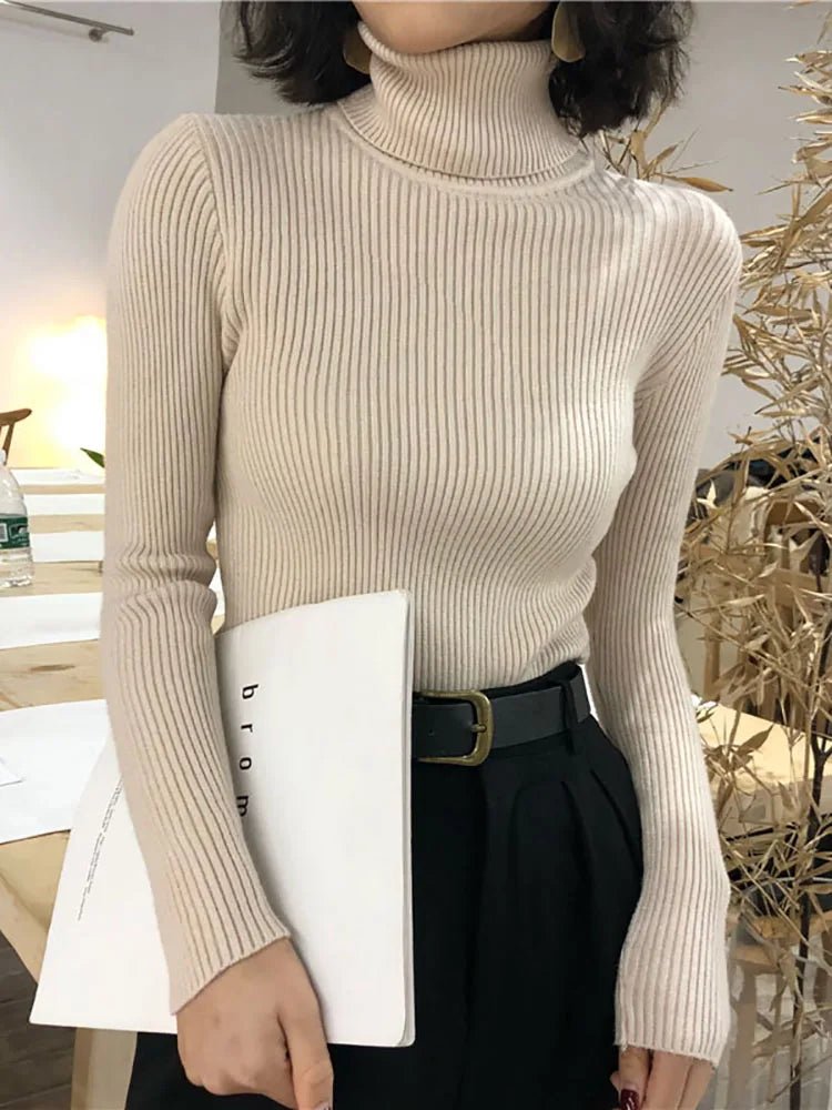 Damen Rollkragenpullover 2026 Herbst Winter Oberteile Koreanischer Slim-Fit Damen Pullover Strickpullover Pull Femme Hiver Truien - flohmarkt-deutschland.shop