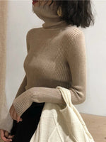 Damen Rollkragenpullover 2026 Herbst Winter Oberteile Koreanischer Slim-Fit Damen Pullover Strickpullover Pull Femme Hiver Truien - flohmarkt-deutschland.shop