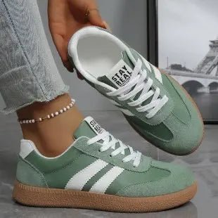 Damen Sneaker leicht atmungsaktiv gestreift Schnürung Casual - flohmarkt-deutschland.shop