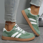Damen Sneaker leicht atmungsaktiv gestreift Schnürung Casual - flohmarkt-deutschland.shop