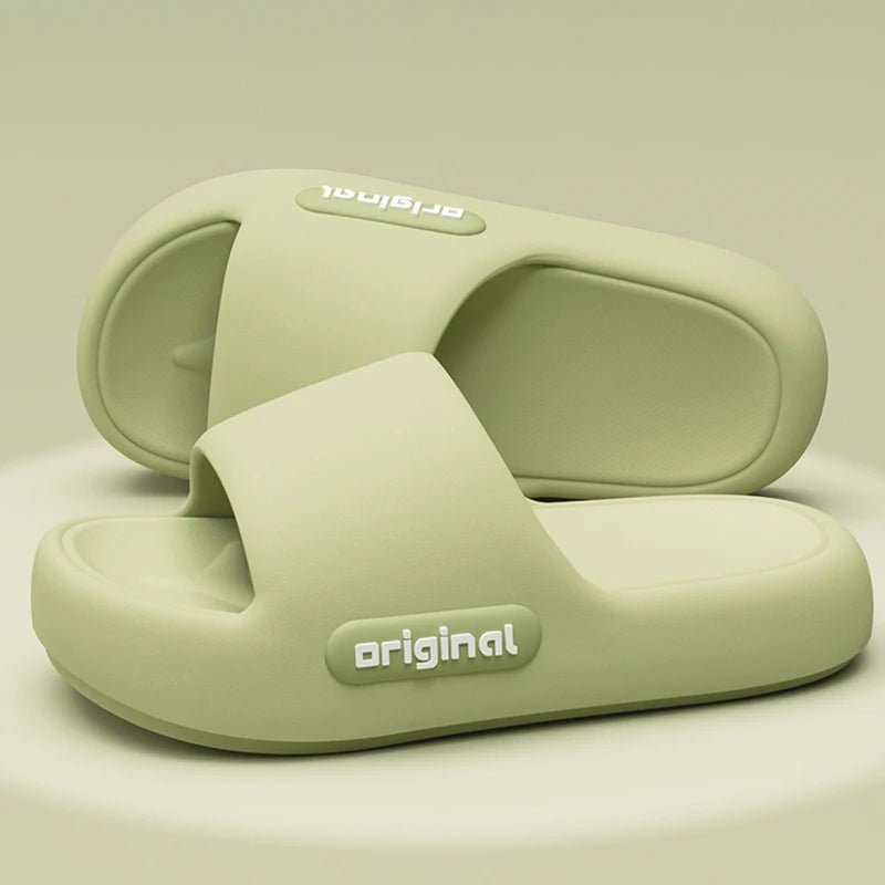 Damen Wolken-Hausschuhe – Plateau-Sandalen mit weicher Sohle & Briefdruck - flohmarkt-deutschland.shop