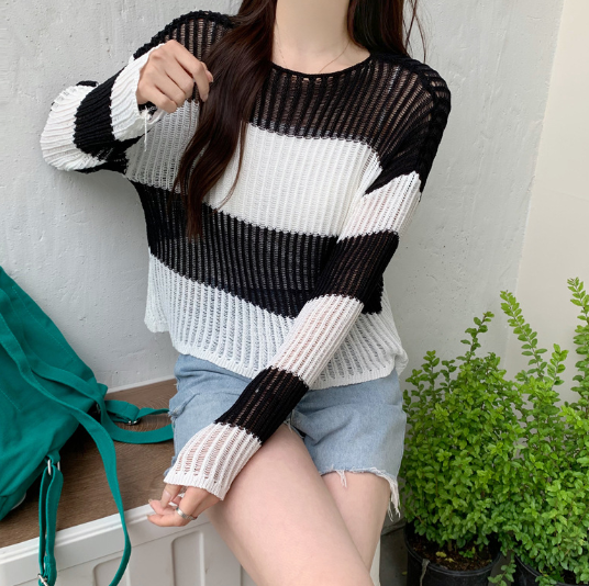 2020 Autumn Winter Women's Color Block Sweater
