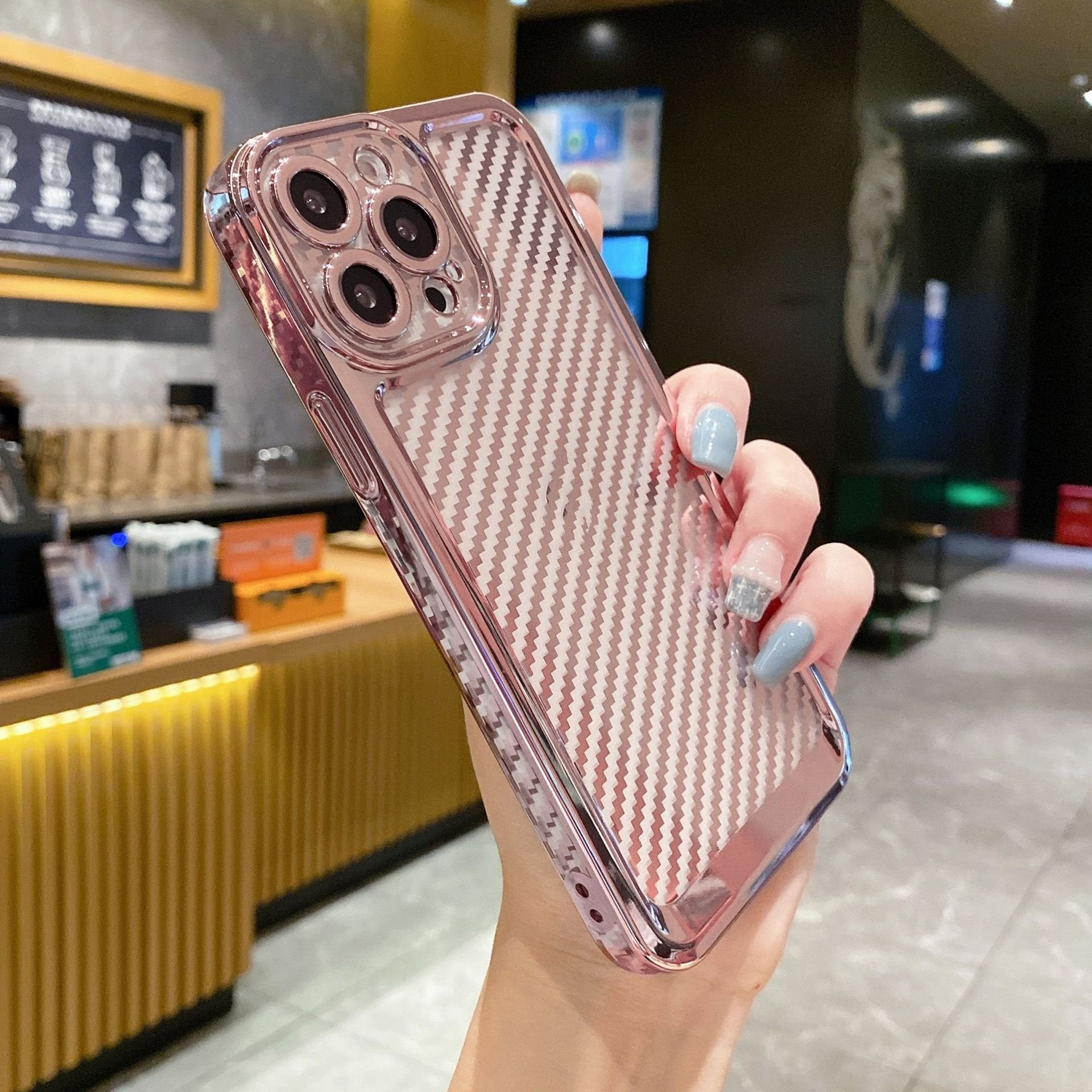 Electroplated Carbon Fiber Phone Case for iPhone 13 Pro Max