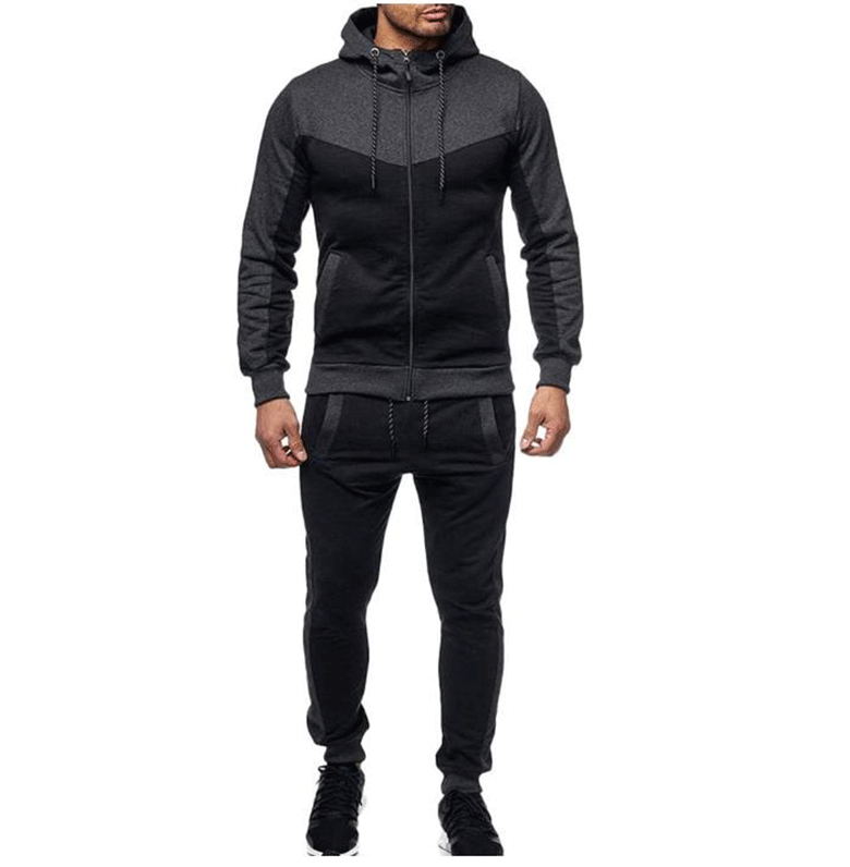 Men's Hooded Sports Zip-Up Set for Autumn/Winter