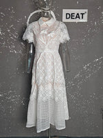 DEAT Elegantes Kleid Spitze Gaze Gespleißt Einfarbig Umlegekragen Kurzarm Schlanke frauen Kleider 2025, Frühjahr Neue 15DZ285 - flohmarkt-deutschland.shop