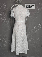 DEAT Elegantes Kleid Spitze Gaze Gespleißt Einfarbig Umlegekragen Kurzarm Schlanke frauen Kleider 2025, Frühjahr Neue 15DZ285 - flohmarkt-deutschland.shop