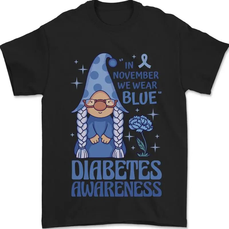 Diabetes Bewusstsein Wir Kleidung Blau Gnome Herren 100% Baumwoll T shirt - flohmarkt-deutschland.shop