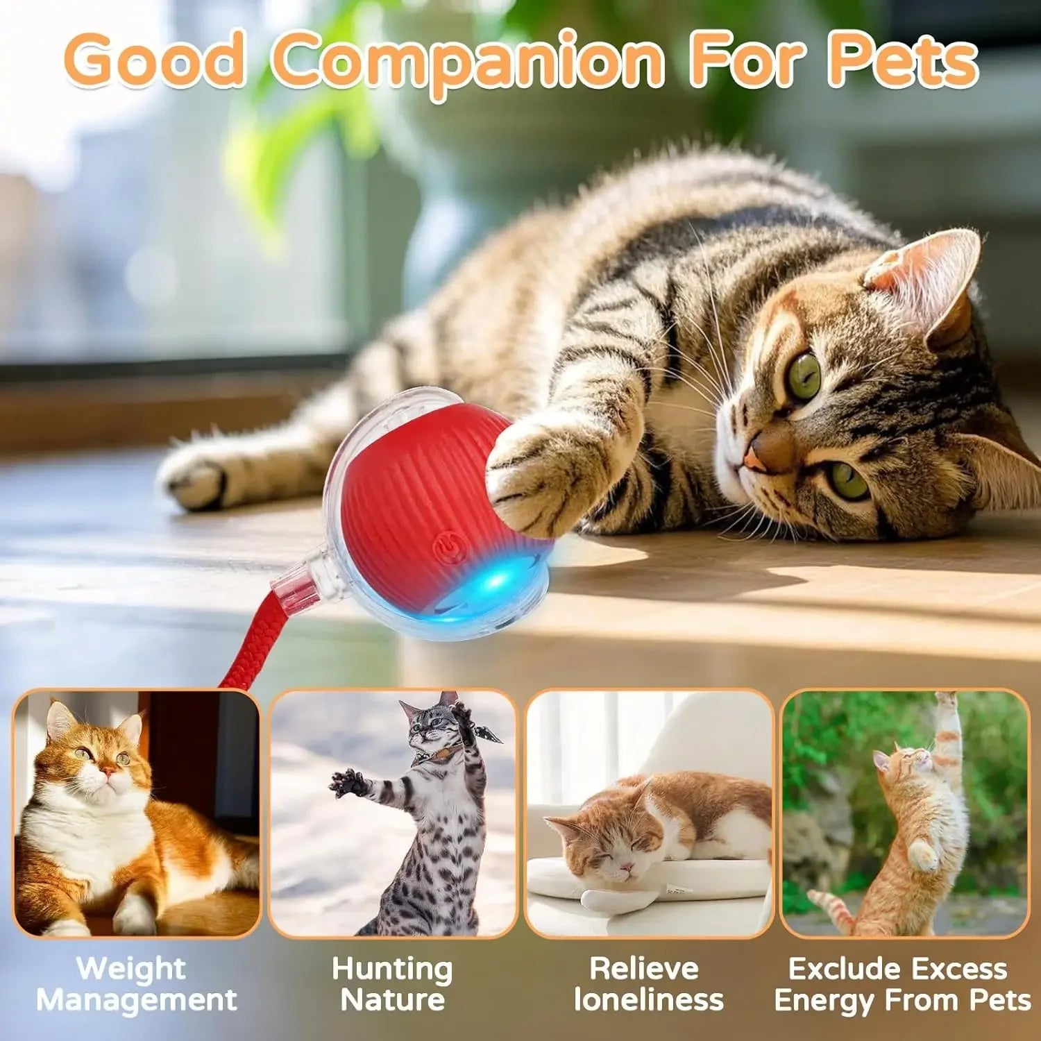 Dog Cat Interactive Ball Toy Automatic Rolling Ball Faux Tail Rechargeable Smart Pet Electric Toy Dog Cat Training Imitate Mouse - flohmarkt-deutschland.shop