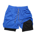 Doppelschichtige Fitness-Shorts für Herren, für Fitness, Fitnessstudio, Training, 2-in-1-Sport-Shorts, schnell trocknend, Workout, Joggen, Doppeldeck, Sommer - flohmarkt-deutschland.shop
