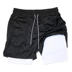 Doppelschichtige Fitness-Shorts für Herren, für Fitness, Fitnessstudio, Training, 2-in-1-Sport-Shorts, schnell trocknend, Workout, Joggen, Doppeldeck, Sommer - flohmarkt-deutschland.shop
