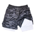 Doppelschichtige Fitness-Shorts für Herren, für Fitness, Fitnessstudio, Training, 2-in-1-Sport-Shorts, schnell trocknend, Workout, Joggen, Doppeldeck, Sommer - flohmarkt-deutschland.shop