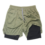 Doppelschichtige Fitness-Shorts für Herren, für Fitness, Fitnessstudio, Training, 2-in-1-Sport-Shorts, schnell trocknend, Workout, Joggen, Doppeldeck, Sommer - flohmarkt-deutschland.shop