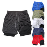 Doppelschichtige Fitness-Shorts für Herren, für Fitness, Fitnessstudio, Training, 2-in-1-Sport-Shorts, schnell trocknend, Workout, Joggen, Doppeldeck, Sommer - flohmarkt-deutschland.shop